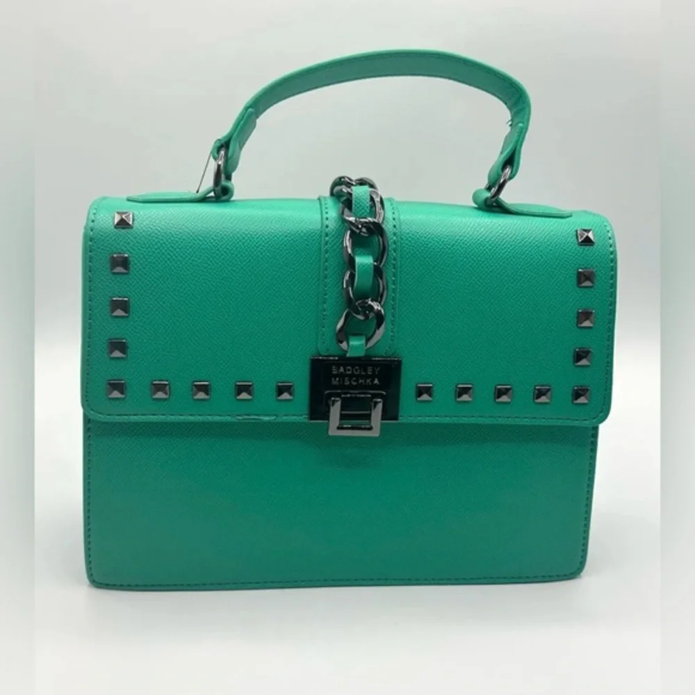 Badgley Mischka Green Studded Handbag